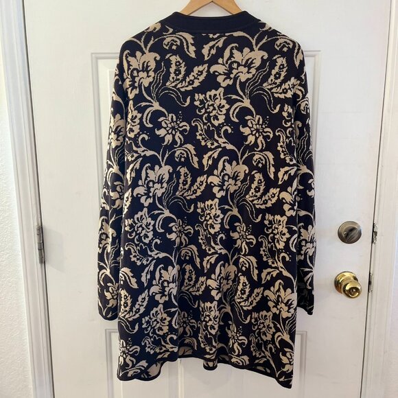 Lands' End Woman's Brown Floral Print Plus-Size Cotton Long line Sweater Sz 3x - Picture 5 of 9
